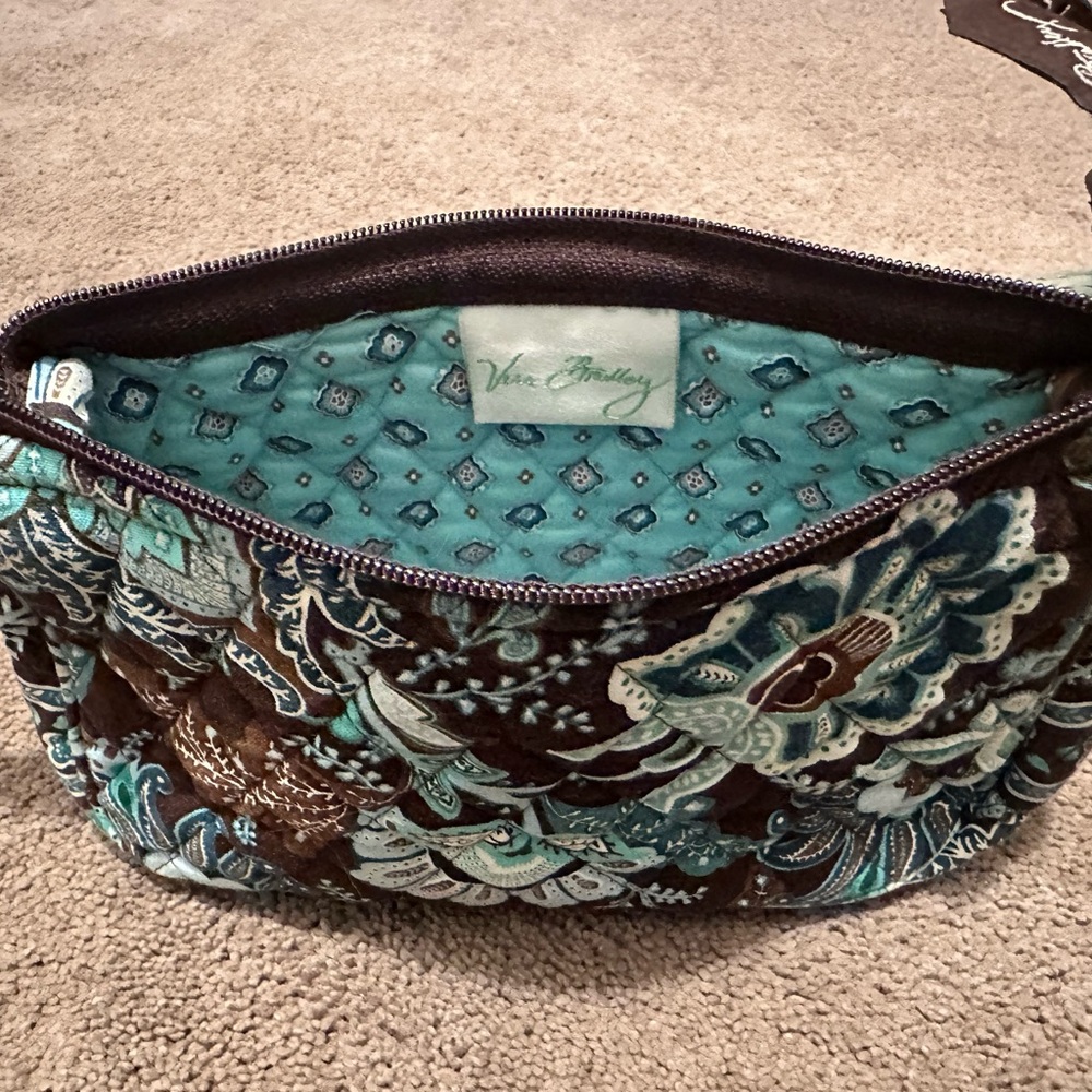Vera Bradley Teal and Brown Floral Cosmetic Bag